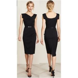 Black Halo Classic Jackie O Navy Sheath Dress Size 12 Style‎ 203056
